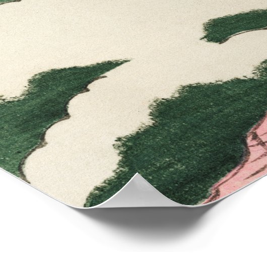 Pink Sky Clouds Japanischer Holzblock Art Print Poster (Ecke)