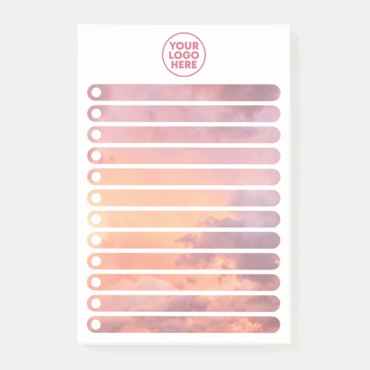 Pink Sky Clouds Stylish Business Logo To Do List Post-it Klebezettel (Vorderseite)