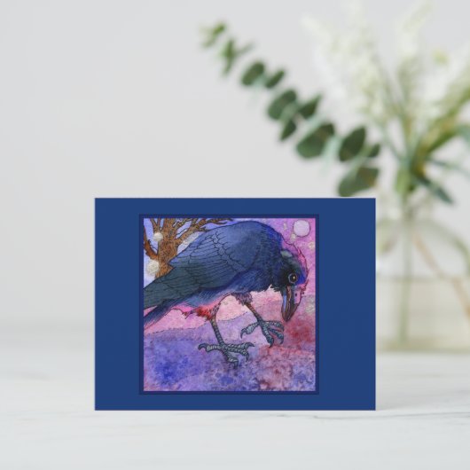 Pink Sky Crow Postkarte (Stehend Vorderseite)