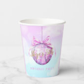 Pink Sky Discoball Girl Birthday Ballon Pappbecher (Rückseite)