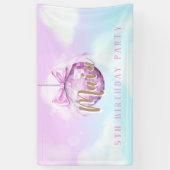 Pink Sky Discoball Girl Geburtstagsparty Banner (Vertikal)