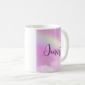 Pink Sky Fluffy Wolken und Regenbogen Kaffeetasse (VorderseiteRechts)