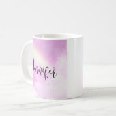 Pink Sky Fluffy Wolken und Regenbogen Kaffeetasse (Vorderseite Links)