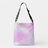 Pink Sky Fluffy Wolken und Regenbogen Tragetaschen Mit Langen Trägern (Rückseite)