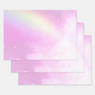 Pink Sky mit Lemon Gelber Regenbogen Geschenkpapier Set