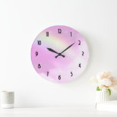 Pink Sky mit Lemon Gelber Regenbogen Große Wanduhr (Zuhause)