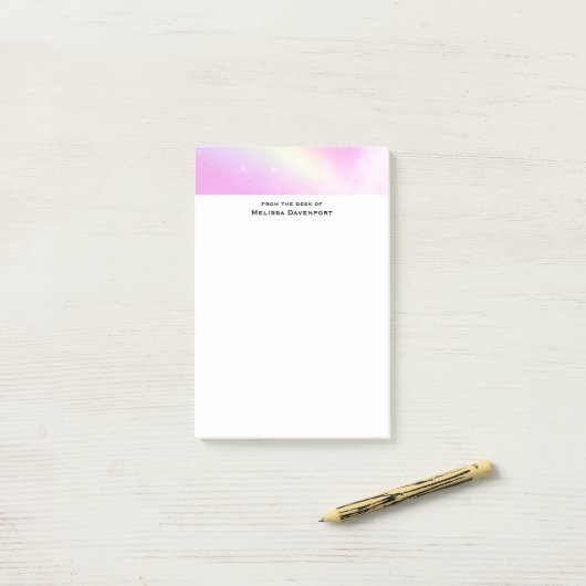 Pink Sky mit Lemon Gelber Regenbogen Post-it Klebezettel (Auf Schreibtisch)