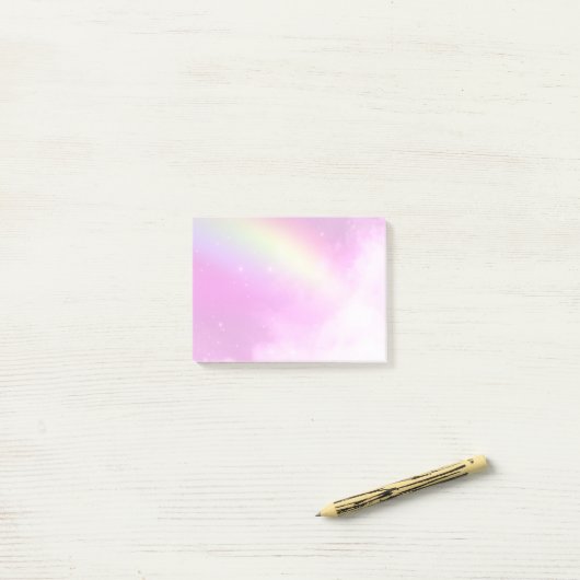 Pink Sky mit Lemon Gelber Regenbogen Post-it Klebezettel (Auf Schreibtisch)