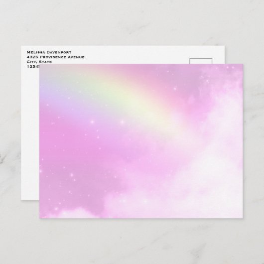 Pink Sky mit Lemon Gelber Regenbogen Postkarte (Vorne/Hinten)