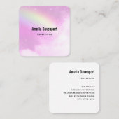 Pink Sky mit Lemon Gelber Regenbogen Quadratische Visitenkarte (Vorne/Hinten)