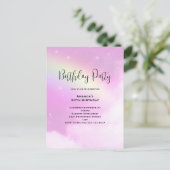 Pink Sky mit Lemon Yellow Rainbow Birthday Einladu Postkarte (Stehend Vorderseite)