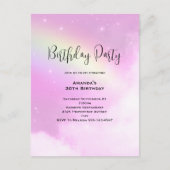 Pink Sky mit Lemon Yellow Rainbow Birthday Einladu Postkarte (Vorderseite)