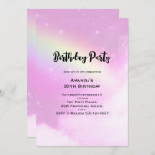 Pink Sky mit Lemon Yellow Rainbow Birthday Einladung (Vorne/Hinten)