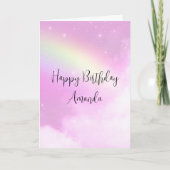 Pink Sky mit Lemon Yellow Rainbow Birthday Karte (Vorderseite)