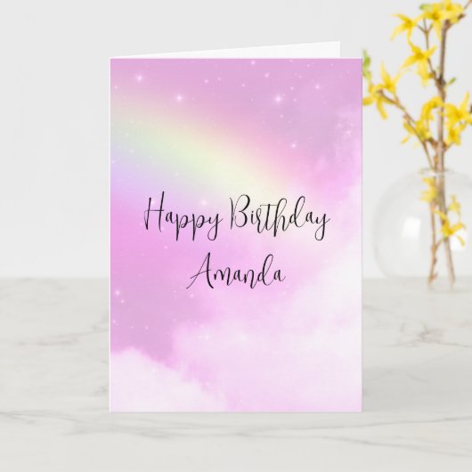 Pink Sky mit Lemon Yellow Rainbow Birthday Karte (Gelbe Blume)