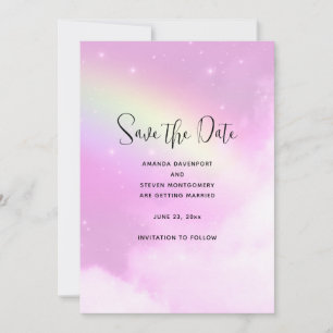 Pink Sky mit Lemon Yellow Rainbow Save the Date