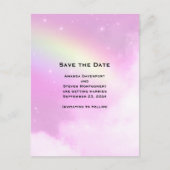 Pink Sky mit Lemon Yellow Rainbow Save the Date Einladungspostkarte (Vorderseite)