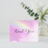 Pink Sky mit Lemon Yellow Rainbow Vielen Dank Postkarte (Stehend Vorderseite)