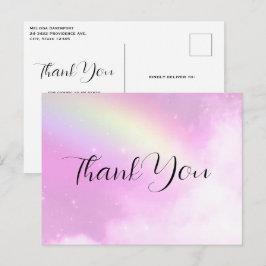 Pink Sky mit Lemon Yellow Rainbow Vielen Dank Postkarte