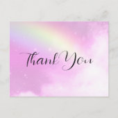 Pink Sky mit Lemon Yellow Rainbow Vielen Dank Postkarte (Vorderseite)