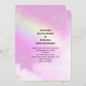Pink Sky mit Lemon Yellow Rainbow Wedding Einladung (Vorne/Hinten)