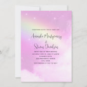 Pink Sky mit Lemon Yellow Rainbow Wedding Einladung (Vorderseite)