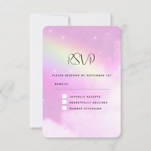 Pink Sky mit Lemon Yellow Rainbow Wedding RSVP (Vorderseite)