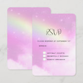 Pink Sky mit Lemon Yellow Rainbow Wedding RSVP Karte (Vorne/Hinten)
