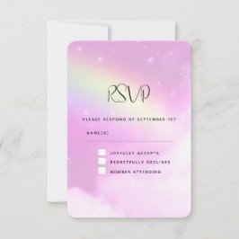 Pink Sky mit Lemon Yellow Rainbow Wedding RSVP Karte