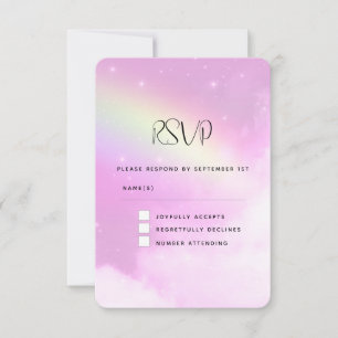 Pink Sky mit Lemon Yellow Rainbow Wedding RSVP Karte