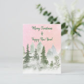 Pink Sky Winter Feiertagskarte (Stehend Vorderseite)