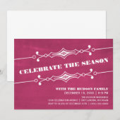 Pink Slanted Chalkboard Feiertag einladen Einladung (Vorne/Hinten)