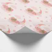 Pink Sleeping Baby Bear auf Mond Wolken & Stars Geschenkpapier (Ecke)