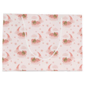 Pink Sleeping Baby Bear auf Mond Wolken & Stars Große Geschenktüte (Rückseite)