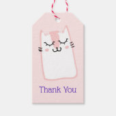 Pink Sleeping Kitty Cat Danke Geschenkanhänger (Vorderseite)