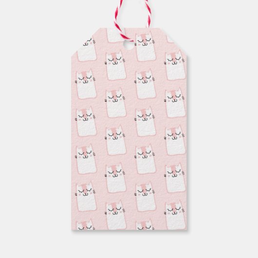 Pink Sleeping Kitty Cat Danke Geschenkanhänger (Rückseite)