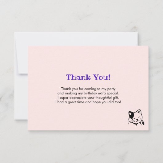 Pink Sleeping Kitty Cat Dankeskarte (Rückseite)