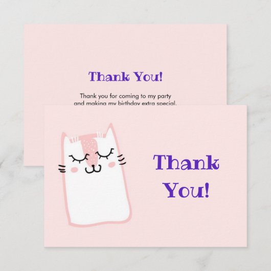 Pink Sleeping Kitty Cat Dankeskarte (Vorne/Hinten)