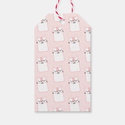 Pink Sleeping Kitty Cat Geburtstag Geschenkanhänger (Rückseite)