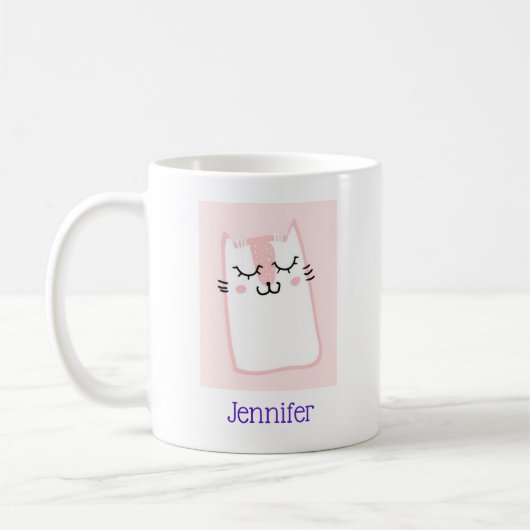 Pink Sleeping Kitty Cat Kaffeetasse (Links)