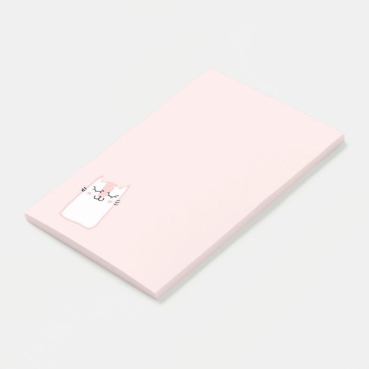Pink Sleeping Kitty Cat Post-it Klebezettel (angewinkelt)
