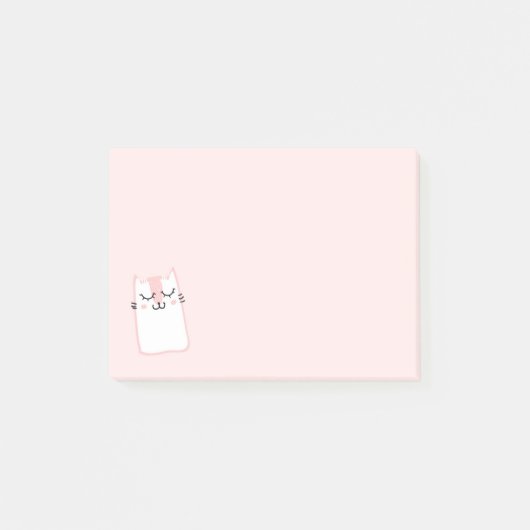 Pink Sleeping Kitty Cat Post-it Klebezettel (Vorderseite)