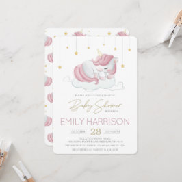 Pink Sleeping Unicorn Kinderdusche Einladung