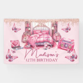 Pink Sleepover Girl Geburtstag Personalisiert Banner (Horizontal)