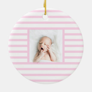 Pink Sleepy Baby Dino Baby Pink Strip Modern Keramik Ornament