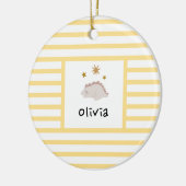 Pink Sleepy Baby Dino | Gelber Streifen modern Keramik Ornament (Links)