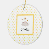 Pink Sleepy Baby Dino | Yellow Polka Dot Modern Keramik Ornament (Links)