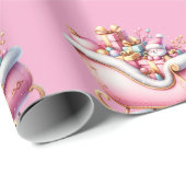 Pink Sleigh Christmas Holiday Geschenkpapier (Rolleneckpunkt)