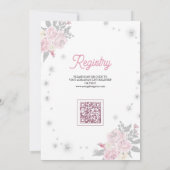 Pink Sleigh Niedlich Teddy Bear Gray Baby Dusche Einladung (Rückseite)