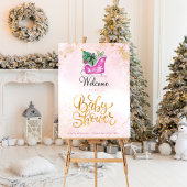 Pink Sleigh Winter Baby Dusche Willkommenspender Poster